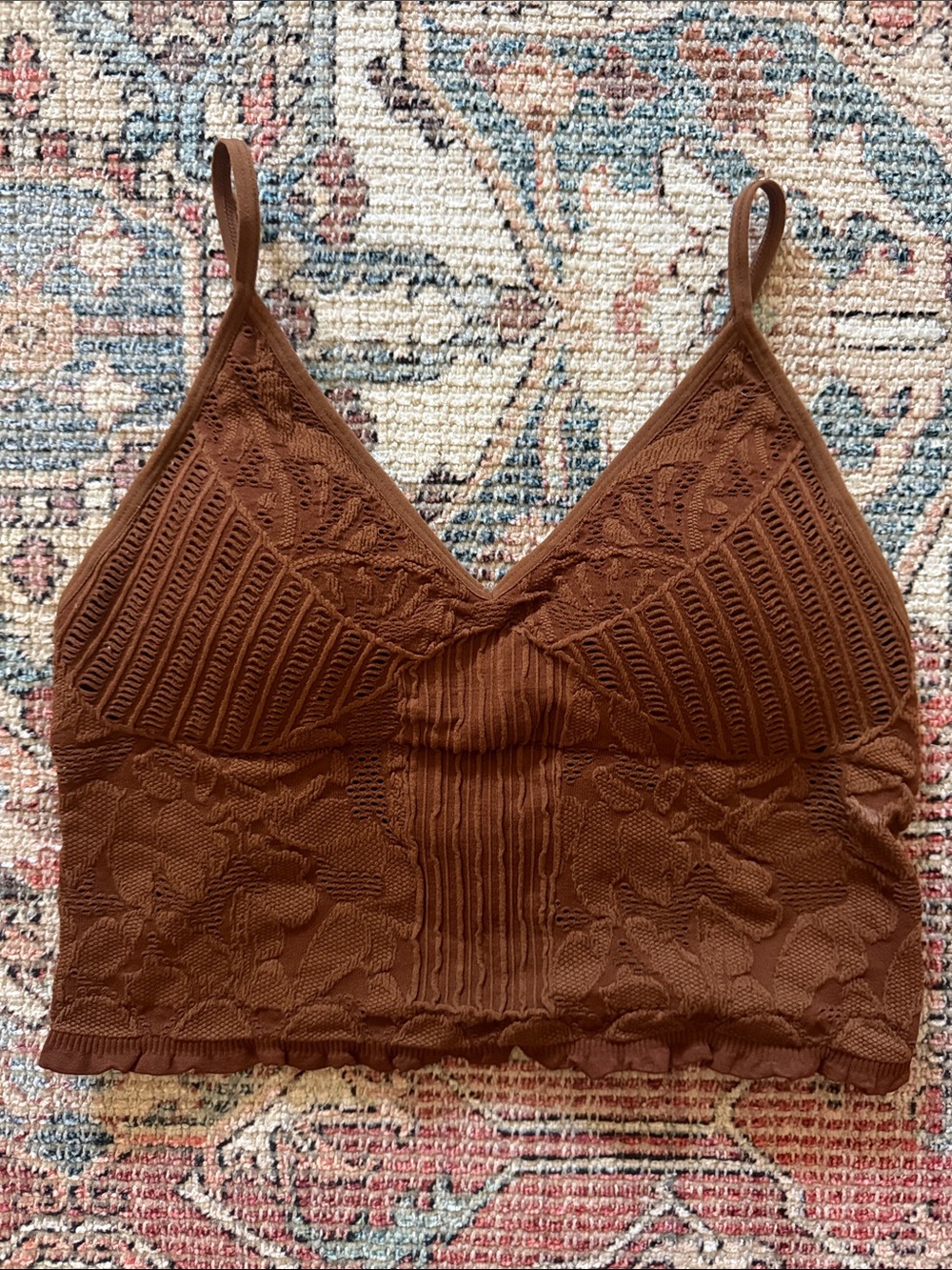 Brown Lace Bralette Crop Tank Top